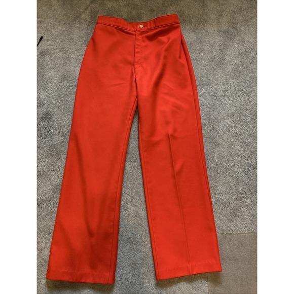 Levis High Waist Trouser Pants 16 Straight Leg Polyester Red‎ Vintage 70s 80s - Picture 2 of 9